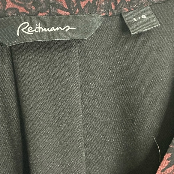 Reitmans Black Floral Print Dress with Tie Neck & 3/4 Sleeves Size L - Picture 3 of 6